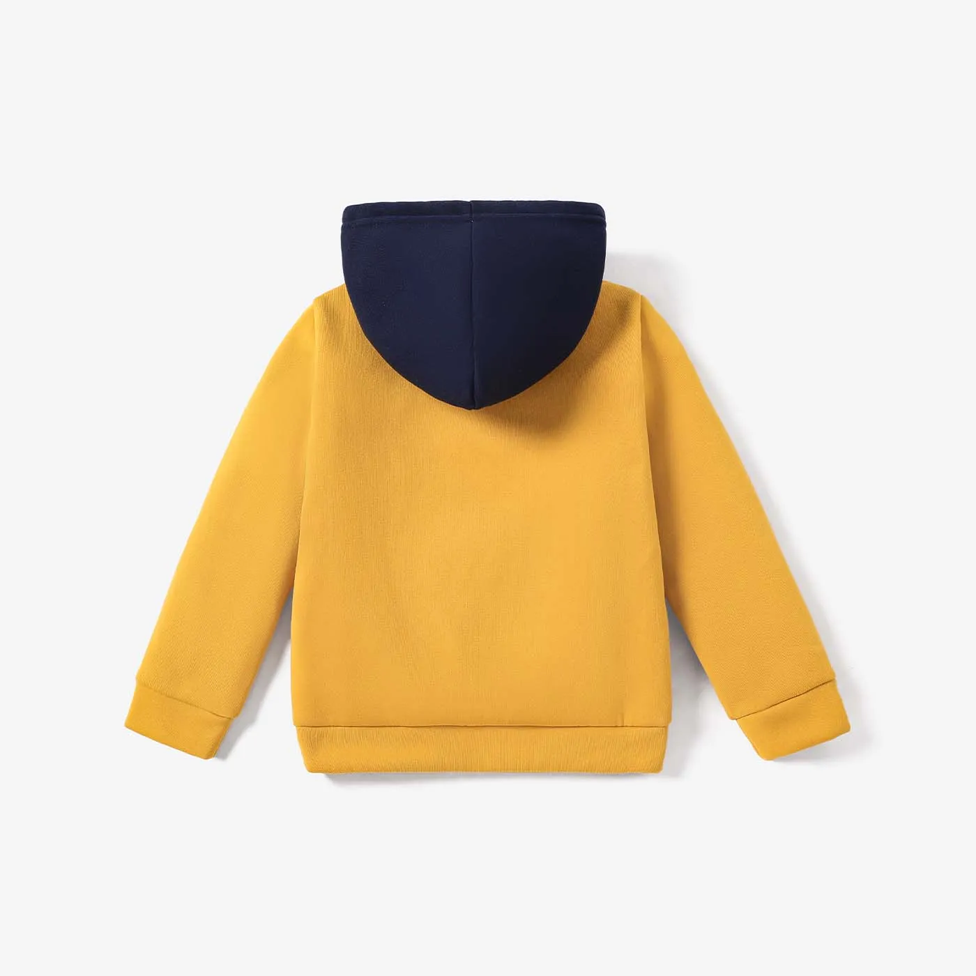 Kid Boy Letter Print Colorblock Fleece Lined Hoodie Sweatshirt