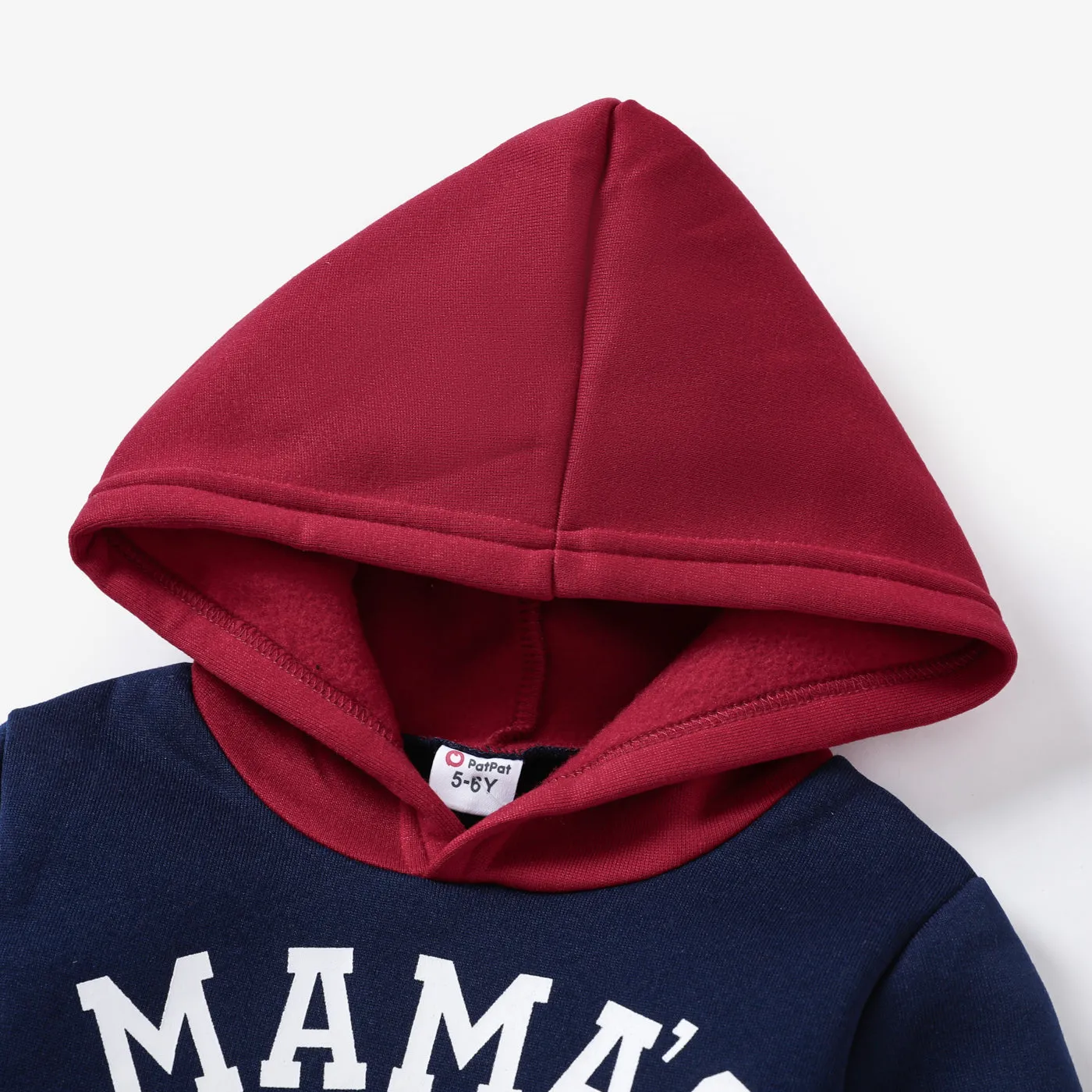 Kid Boy Letter Print Colorblock Fleece Lined Hoodie Sweatshirt