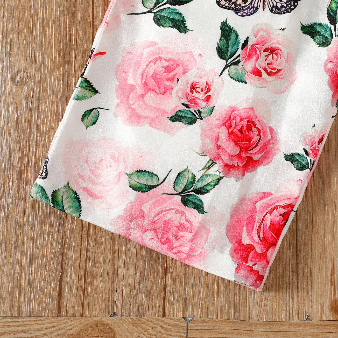 Kid Firl Floral Print Splice Flounce Belted Off Shoulder Cami Jumpsuits