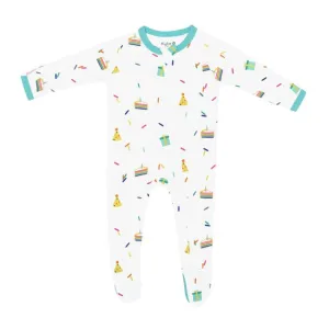 Kyte Baby Printed Zippered Footie in Cloud Party