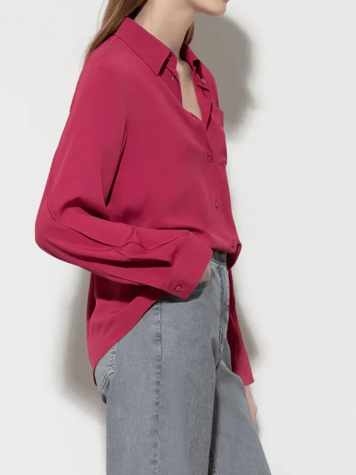 Luisa Cerano Silk Blend Shirt Blouse In Berry Pink 208434 2179 Col 0455