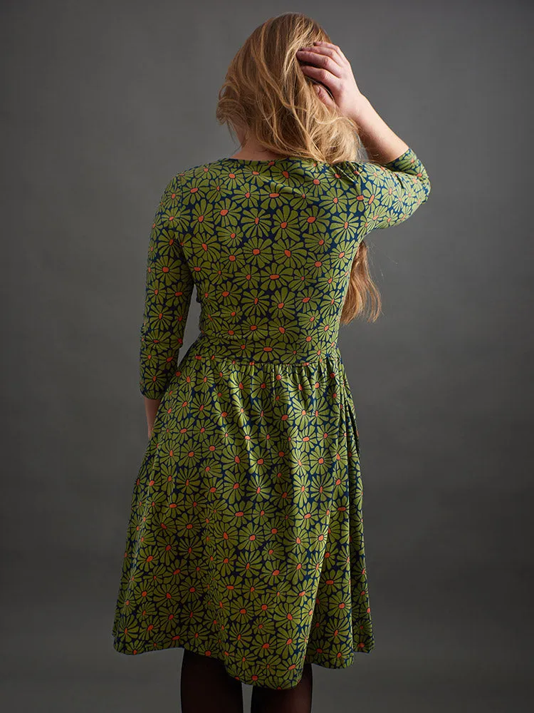 Mata Traders Callie Wrap Dress - Olive Floral