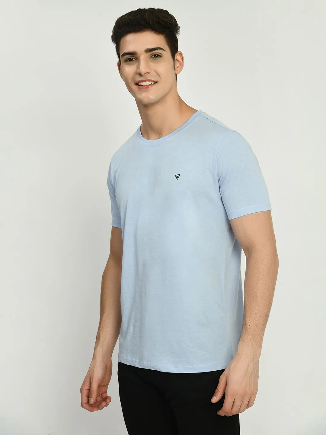 Men's Basic Sky Blue Round Neck T-Shirt