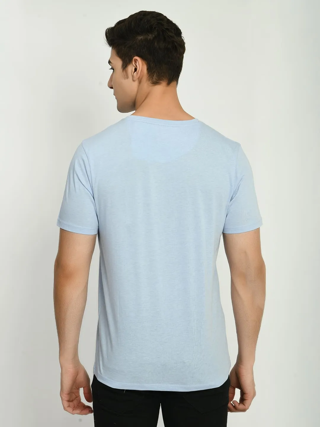Men's Basic Sky Blue Round Neck T-Shirt