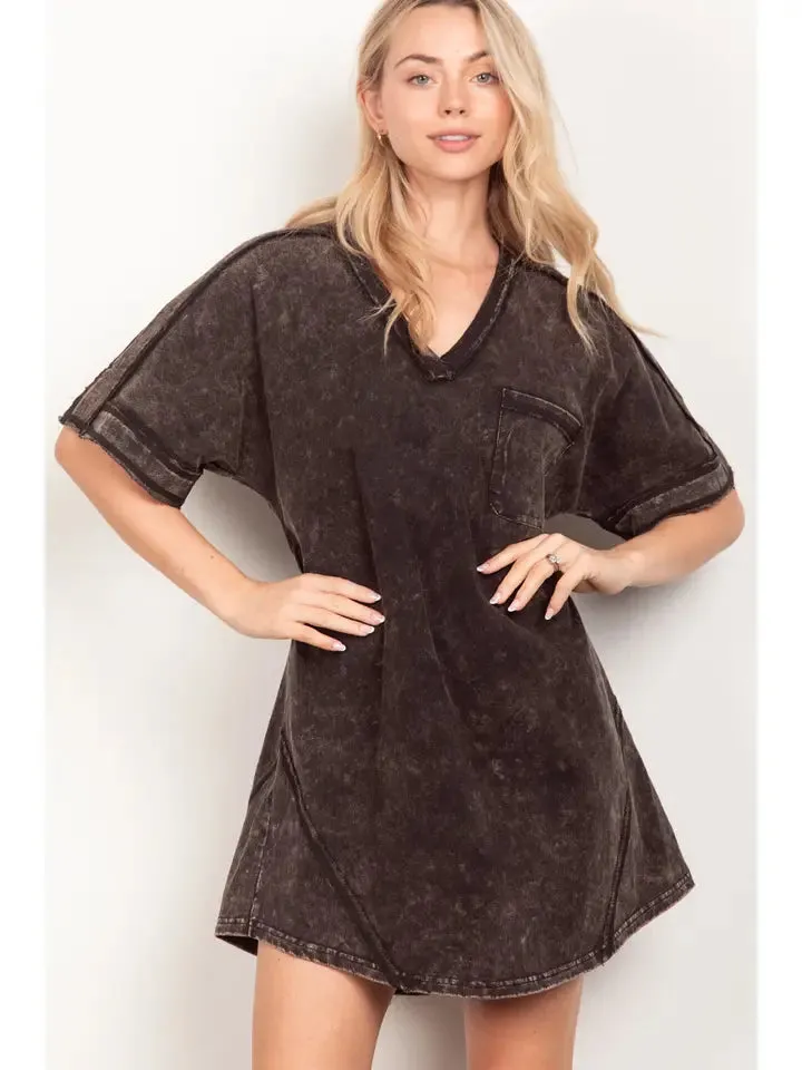 Oversized Washed T-Shirt Knit Dress