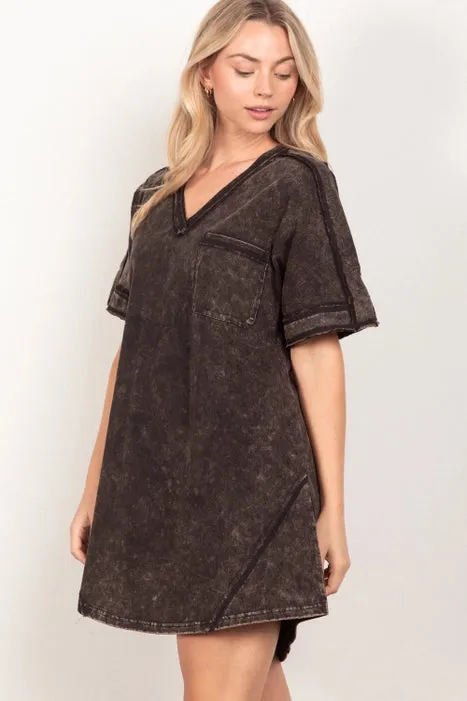 Oversized Washed T-Shirt Knit Dress