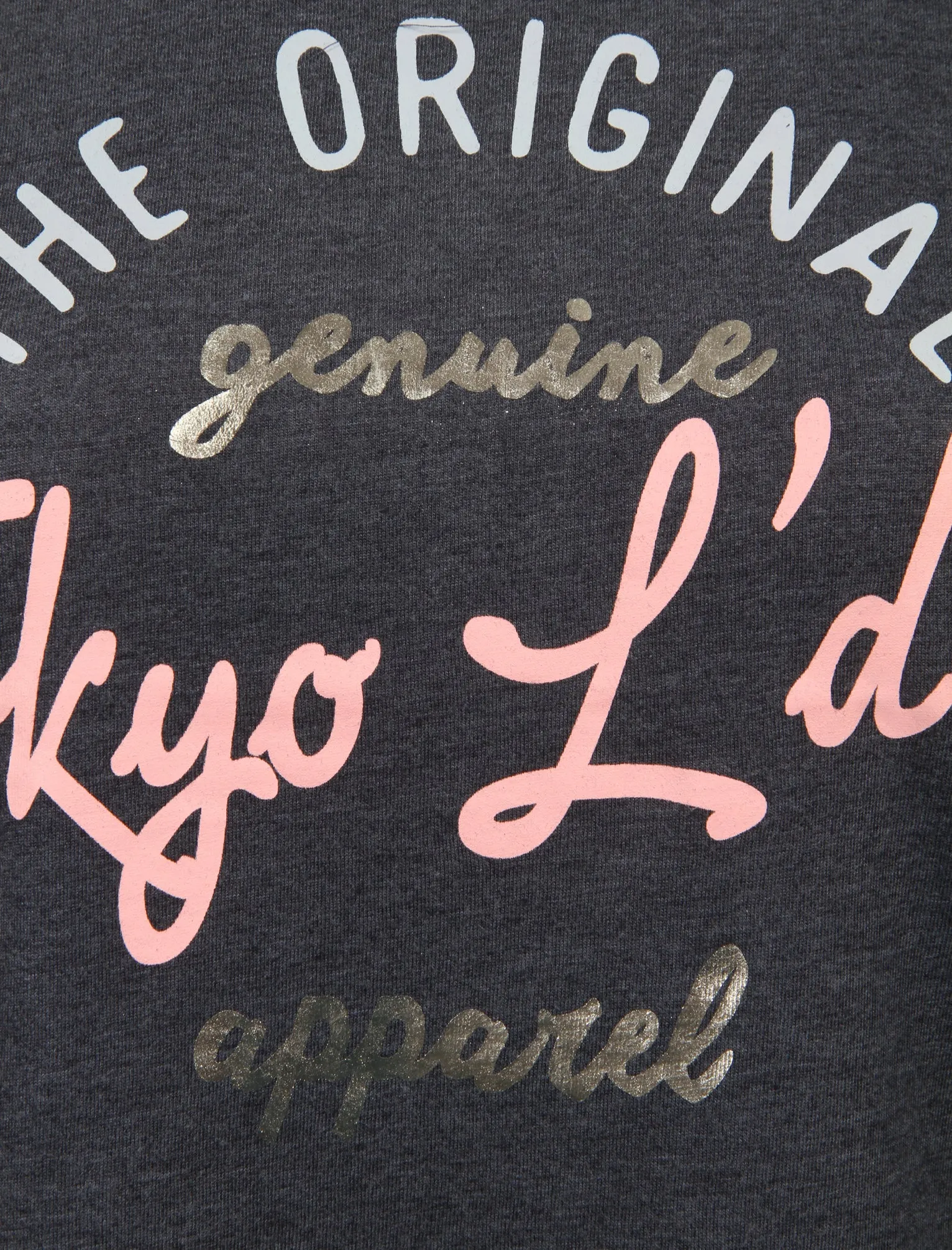 Phoebe Foil Motif T-Shirt in Mood Indigo Marl - Tokyo Laundry