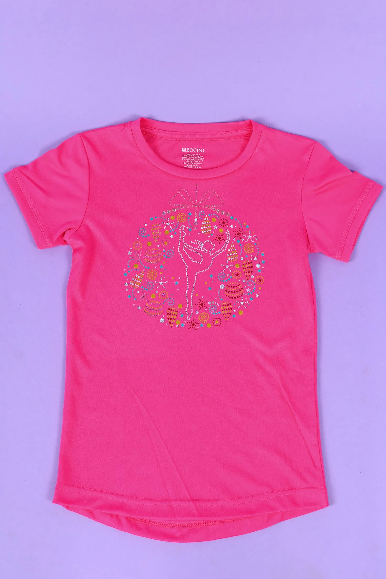 Pink Gymnastics Bauble Christmas Tee