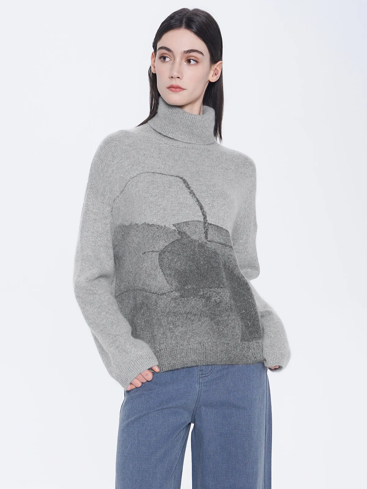 Printed Turtleneck Sweater