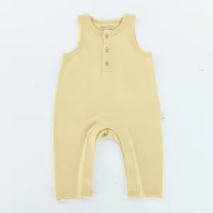 RETIRED - Organic Button Tank Jumpsuit - Green Tea