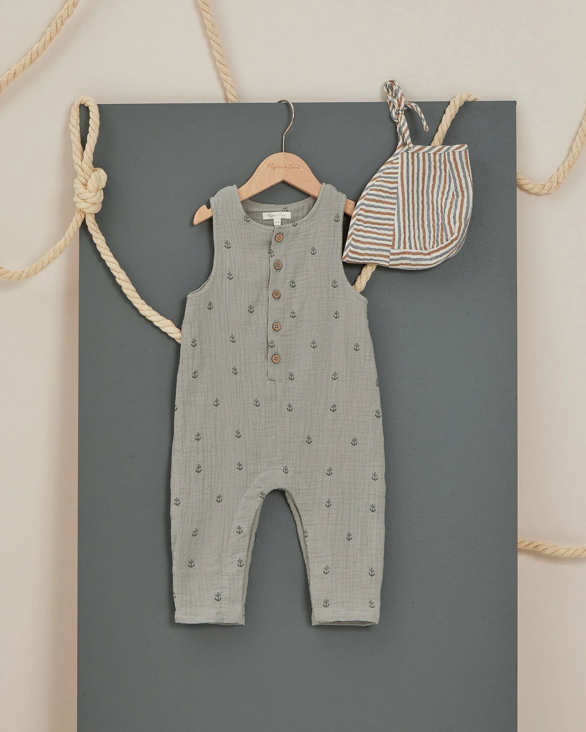Rylee   Cru Button Jumpsuit - Light Blue Anchors