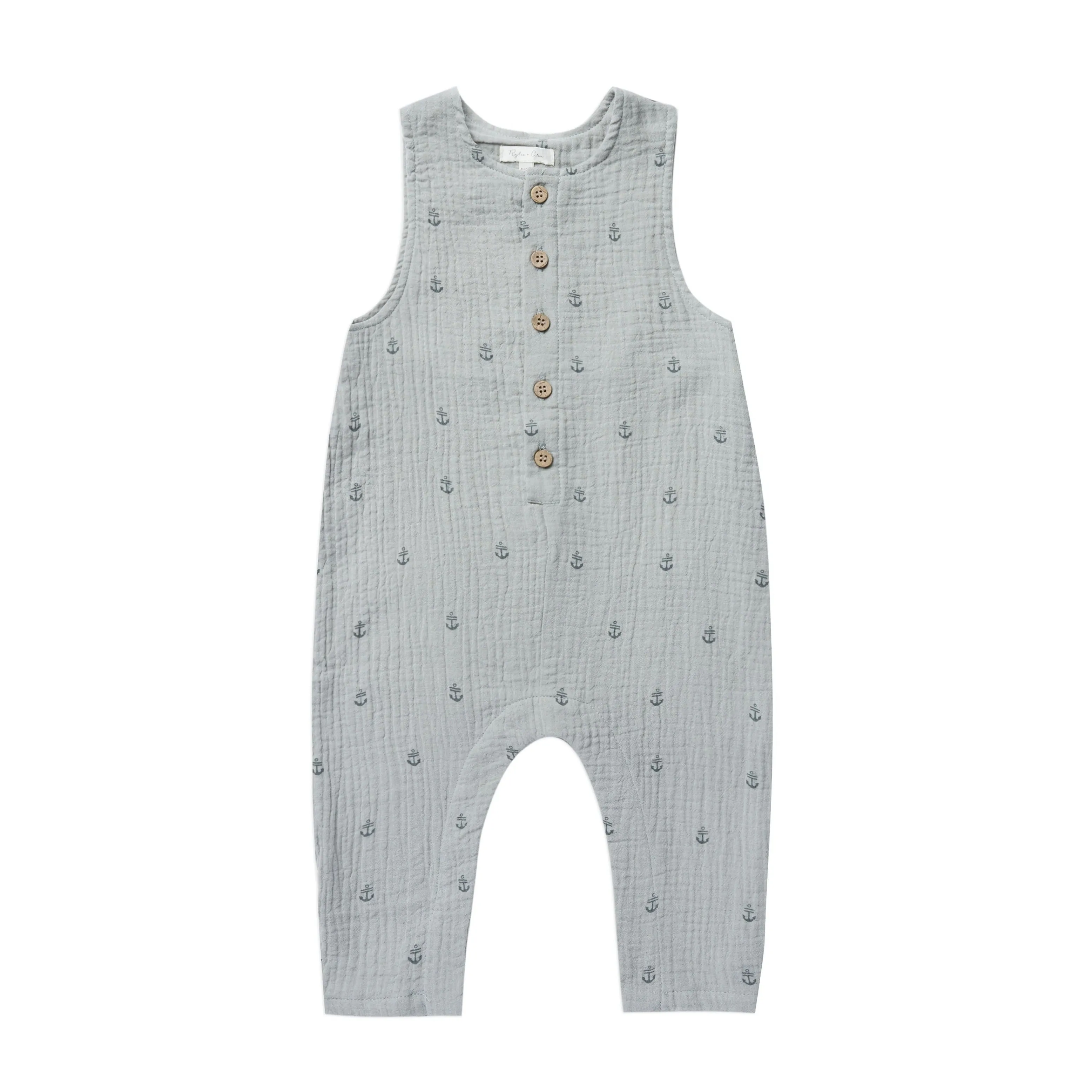 Rylee   Cru Button Jumpsuit - Light Blue Anchors