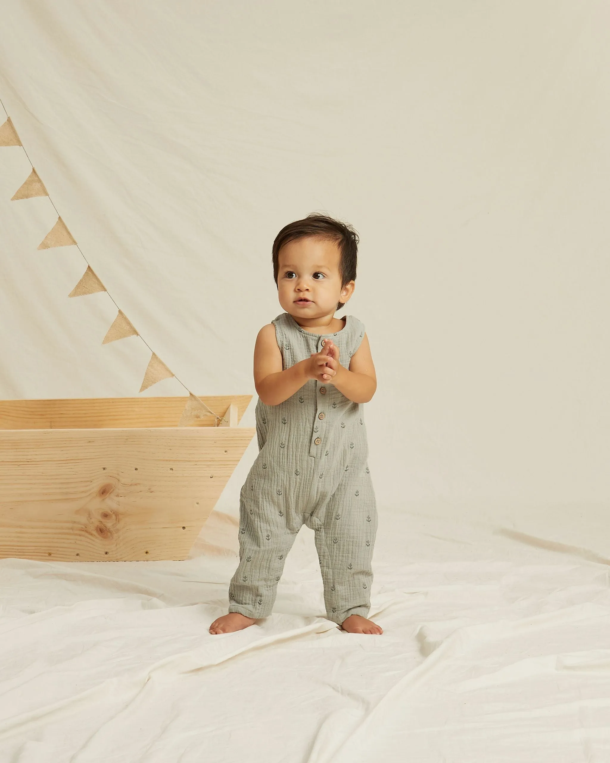 Rylee   Cru Button Jumpsuit - Light Blue Anchors