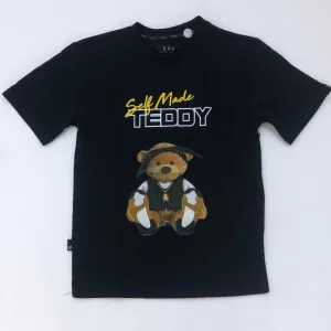 Self Made Teddy Kid's Graphic T-Shirt - Black/Gold