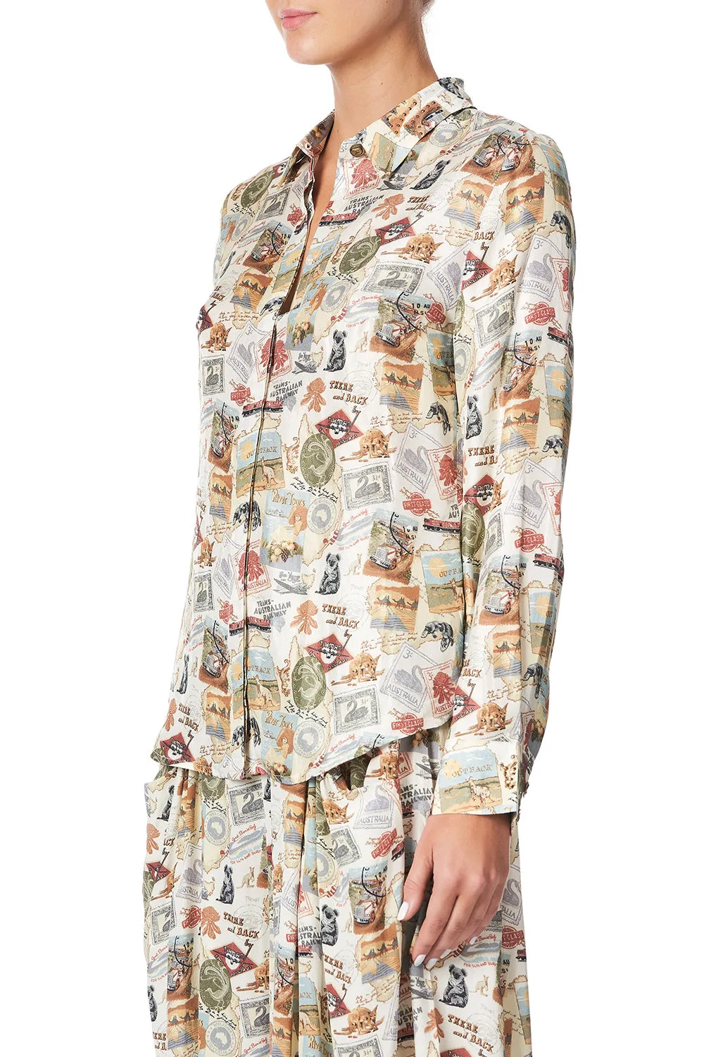 SLIM FIT LONG SLEEVE SHIRT WISH YOU WERE HERE