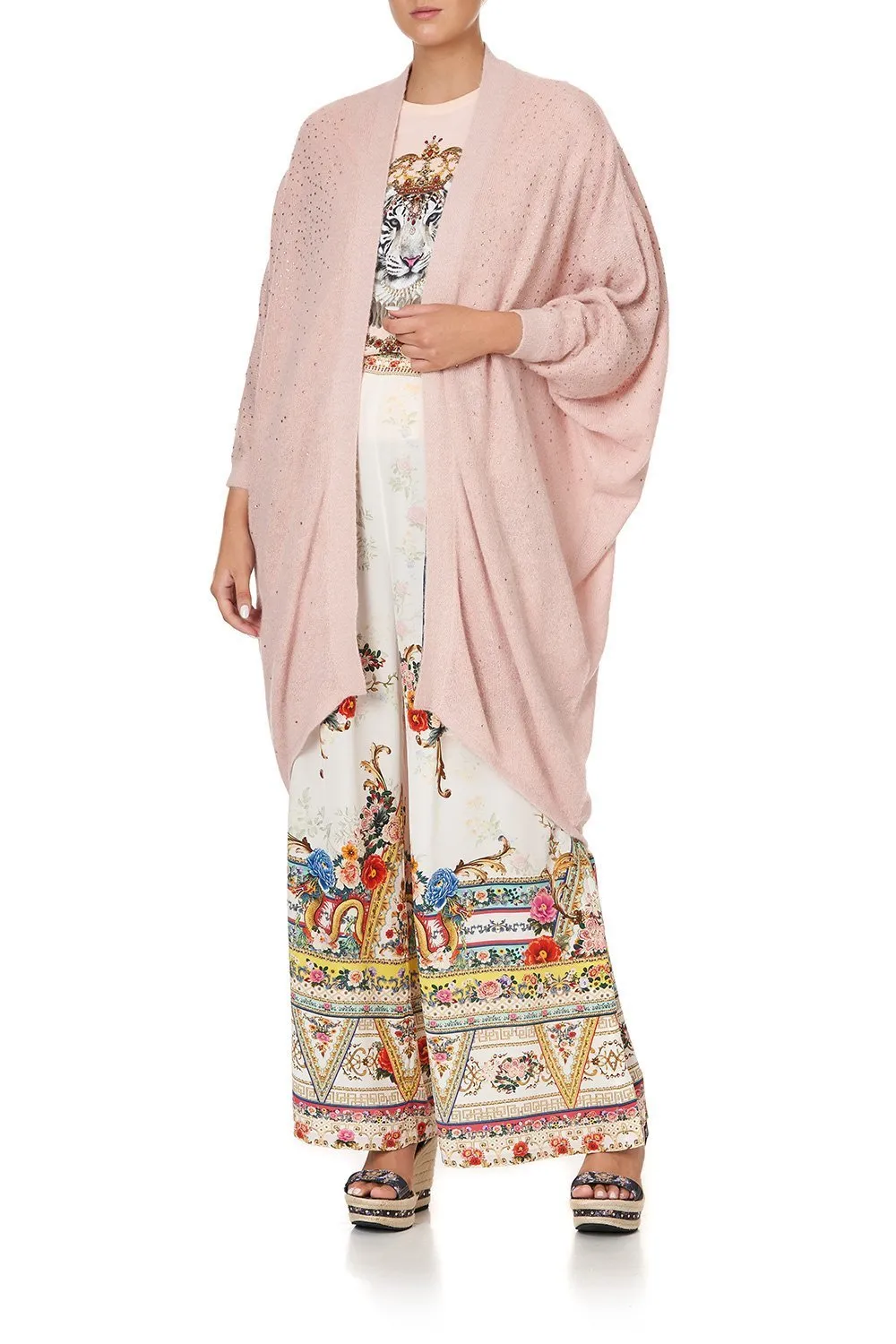SOFT KNIT PONCHO WITH CRYSTALS PARTY IN THE PALACE