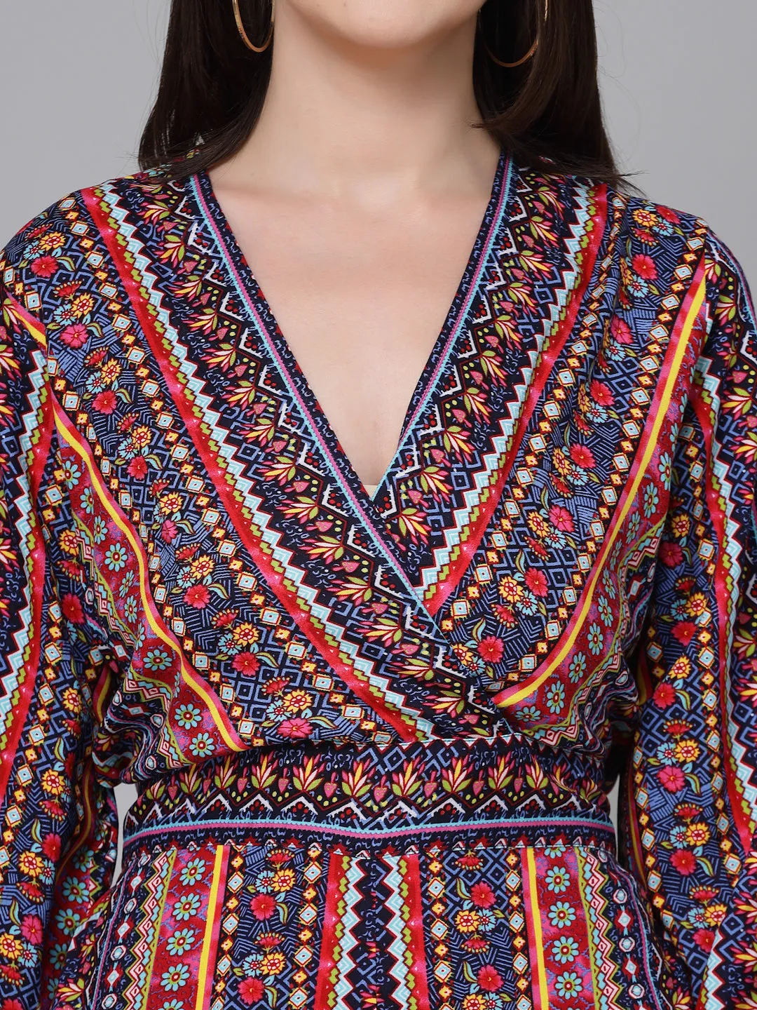 Stylel Quotient Women Multi Stripe Printed Viscose Rayon Smart Casual Playsuit
