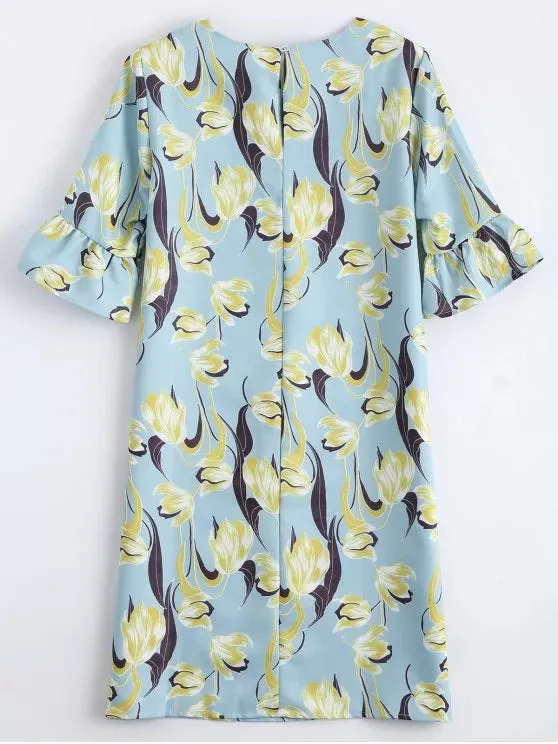 TastyHottie - Pretty Flare Sleeve Flower Shift Dress