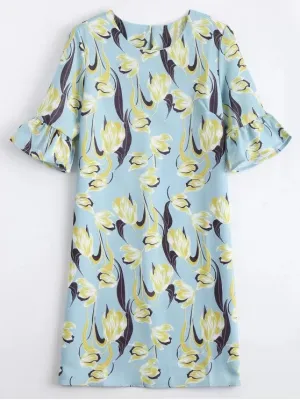 TastyHottie - Pretty Flare Sleeve Flower Shift Dress