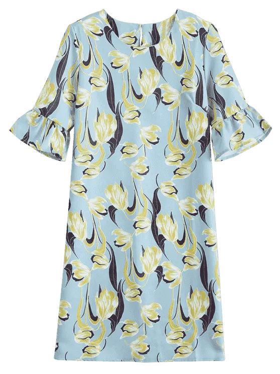 TastyHottie - Pretty Flare Sleeve Flower Shift Dress