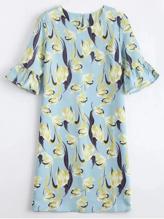 TastyHottie - Pretty Flare Sleeve Flower Shift Dress