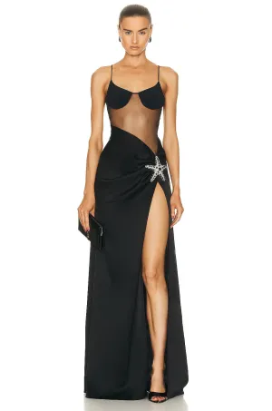 Trend4us Glamorous Sheer Panel Slit Maxi Dress