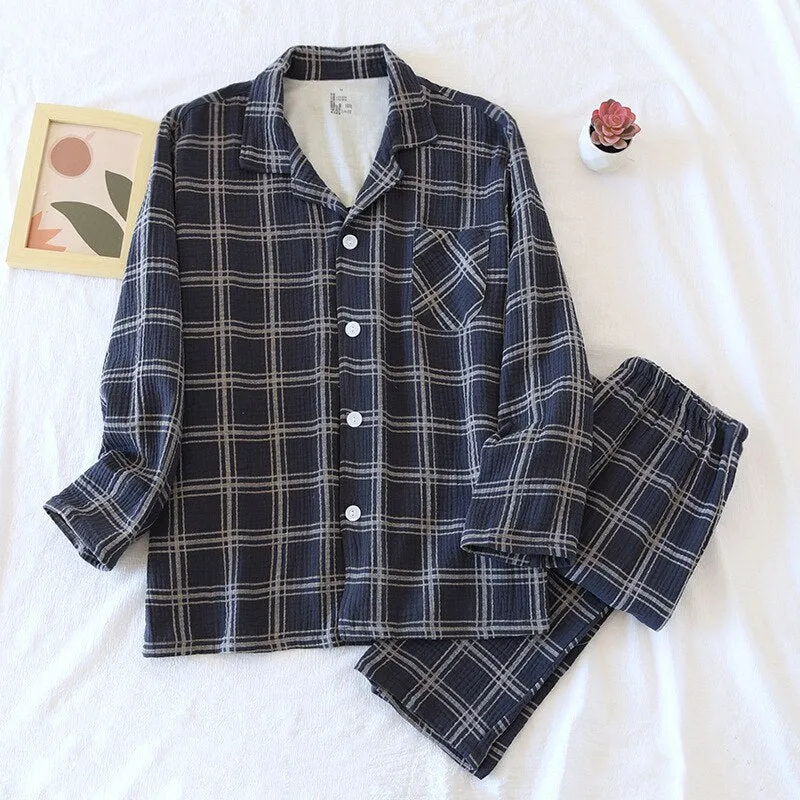 Triple Cross Strips Men's Pajamas Set