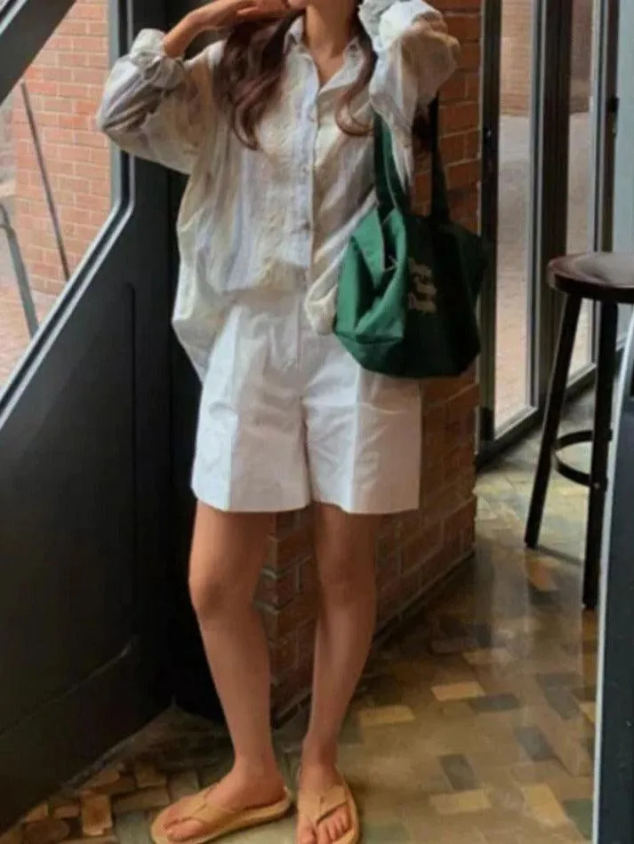 Uniwim ootd Textured Fresh Stripe Long Sleeve Blouse