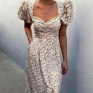 Vintage Puff Short Sleeve Midi Dress
