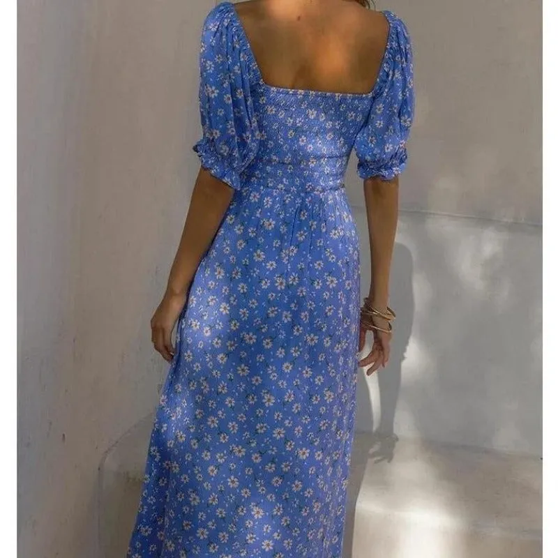 Vintage Puff Short Sleeve Midi Dress