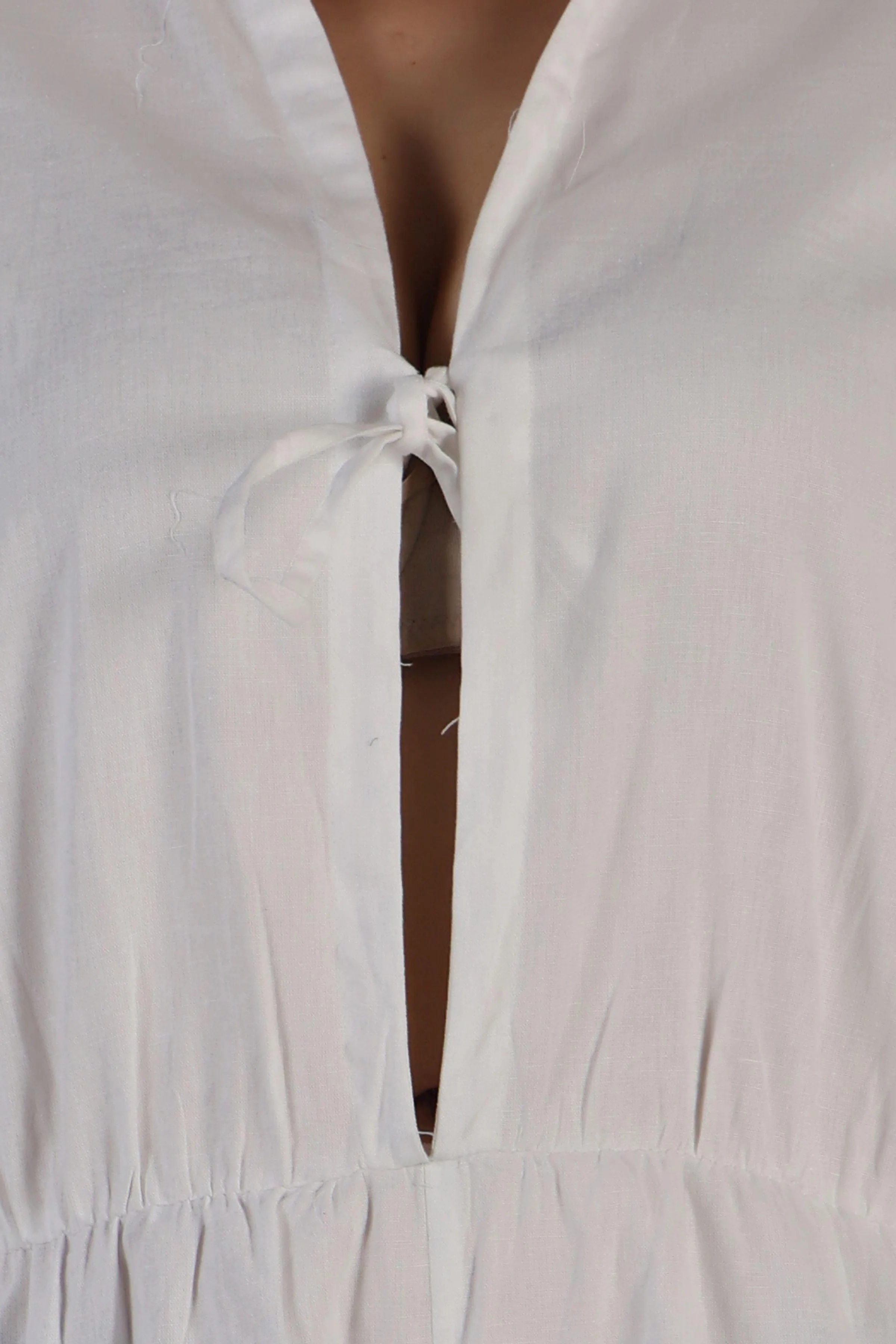 White Solid Playsuit