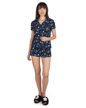 Women's Celestial Notch Collar Shorts Cotton Blend Pajama Set