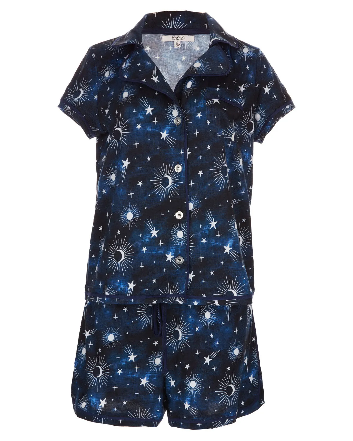 Women's Celestial Notch Collar Shorts Cotton Blend Pajama Set