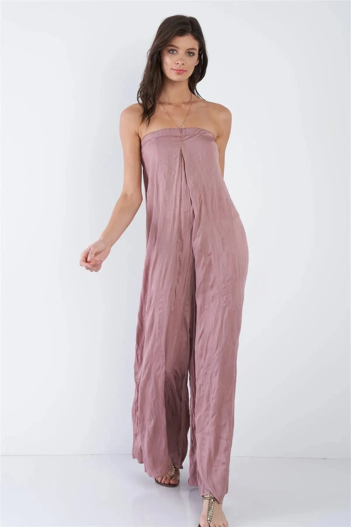 Wood Rose Sleeveless Wide Leg Relaxed Fit Jumpsuit  /3-2-1