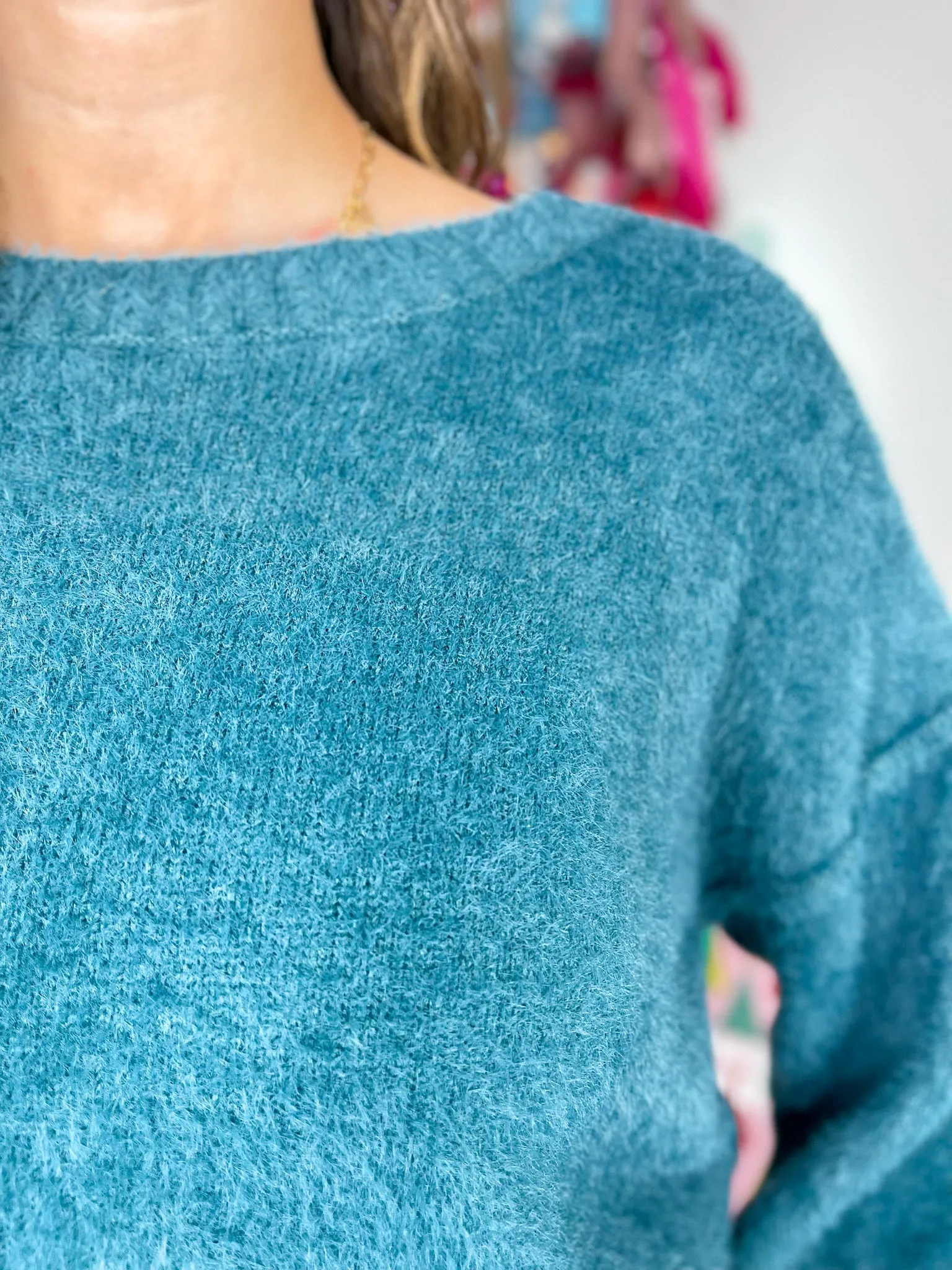 Yule Love It Fuzzy Sweater - Hunter Green