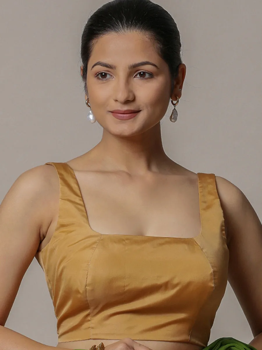 Zeba x Rozaana | Gold Sleeveless Saree Blouse w/ FlexiFit™