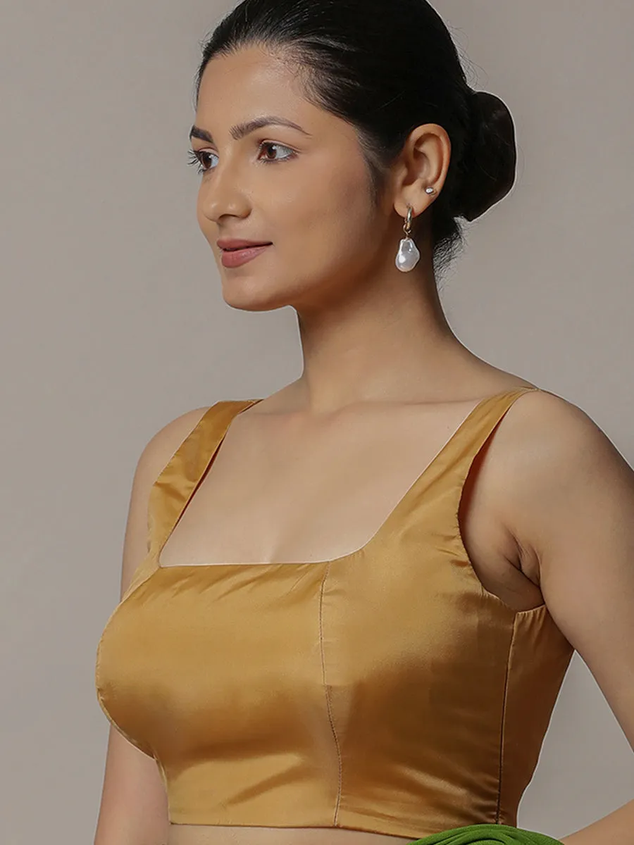 Zeba x Rozaana | Gold Sleeveless Saree Blouse w/ FlexiFit™